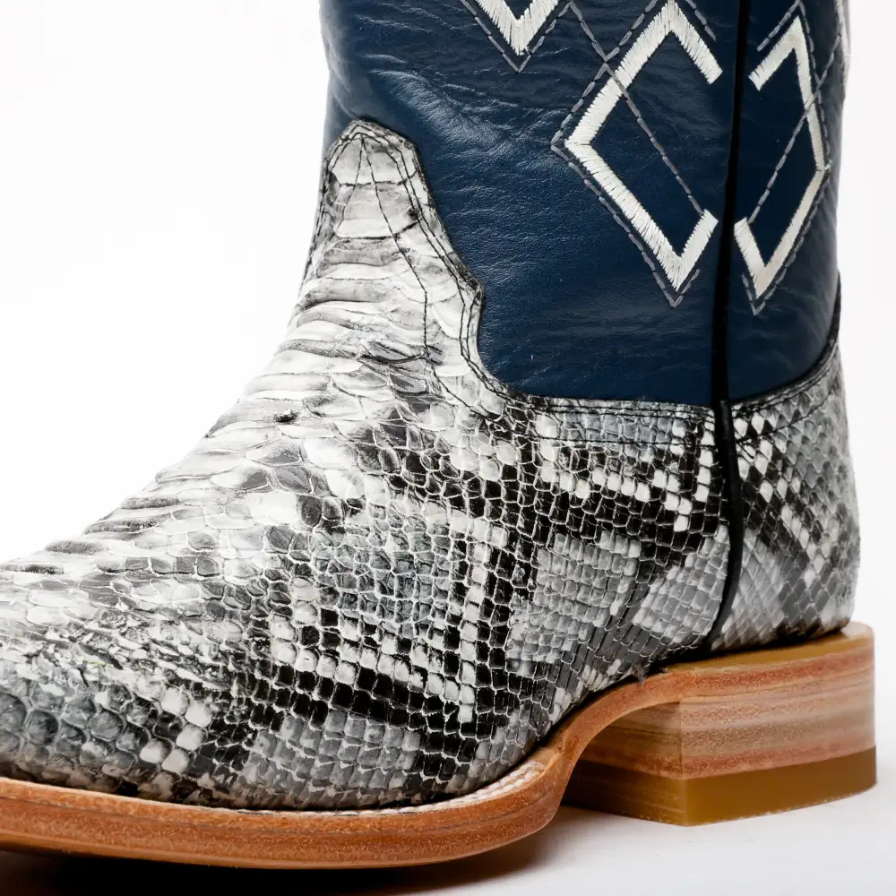 Natural Python Leather Boots - Square Toe