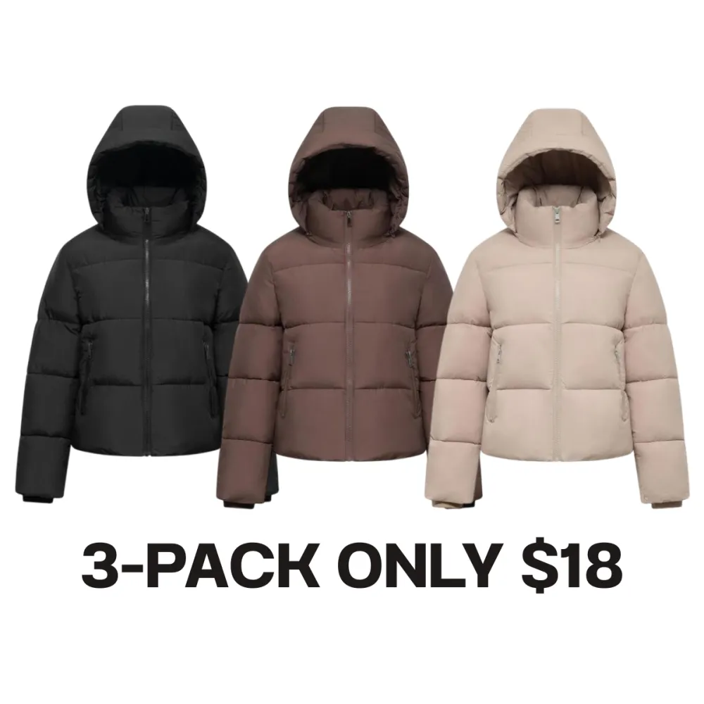 Women's Quilted Puffer Jacket with Removable Hood