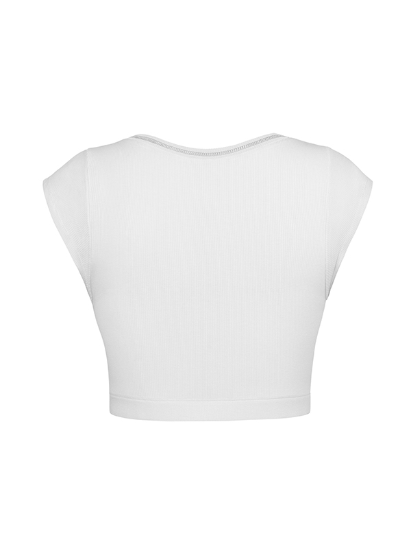 Split-Joint Cap Sleeve Skinny Deep V-Neck Vest Top