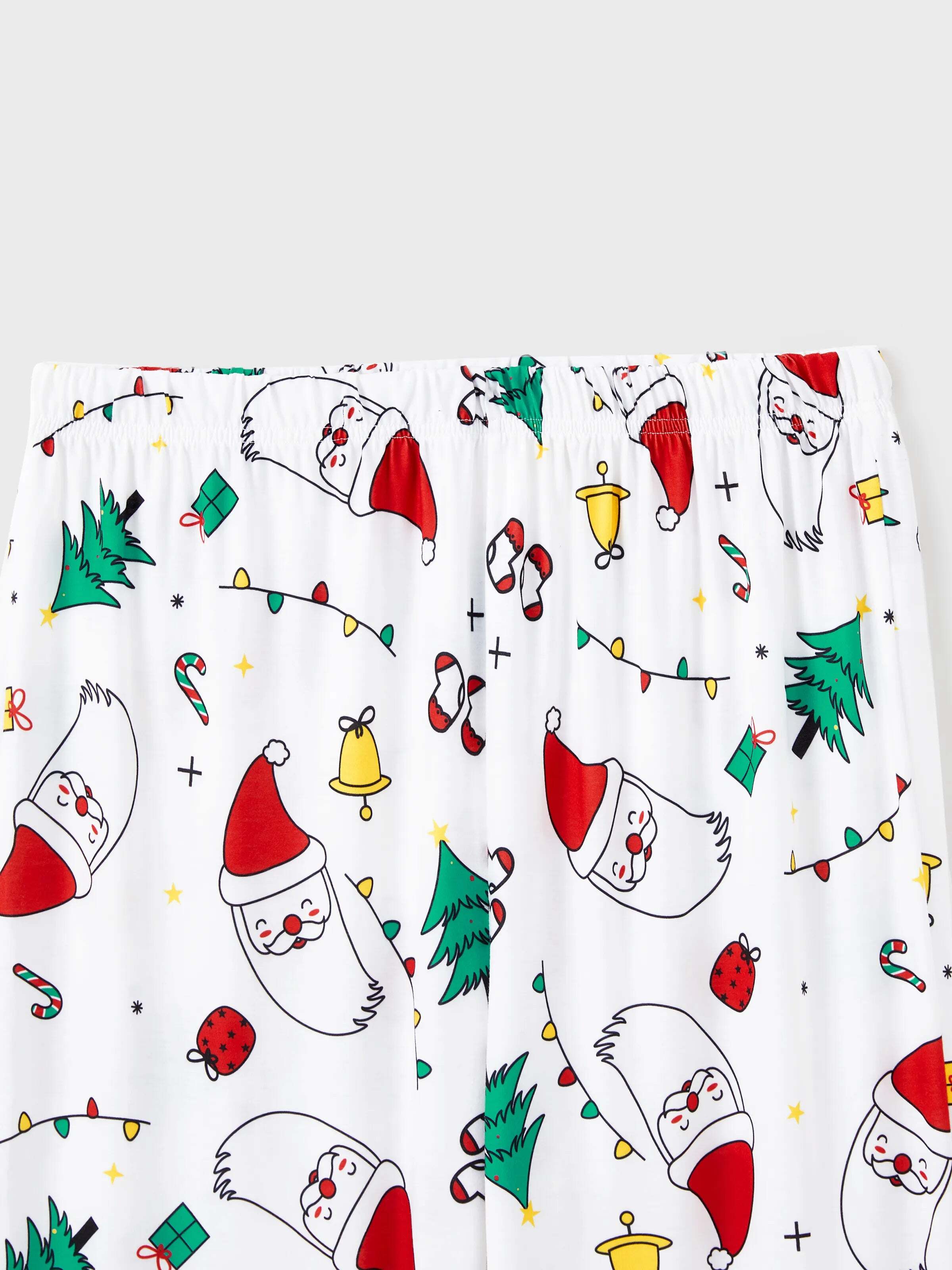 Christmas Family Matching Colorful Festival Theme Print Long Sleeve Pajamas Sets with Christmas Socks White