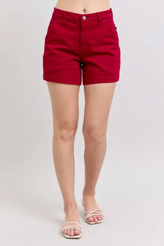 Blue High Waist Tummy Control Garment Dyed Heart Shaped Denim Shorts