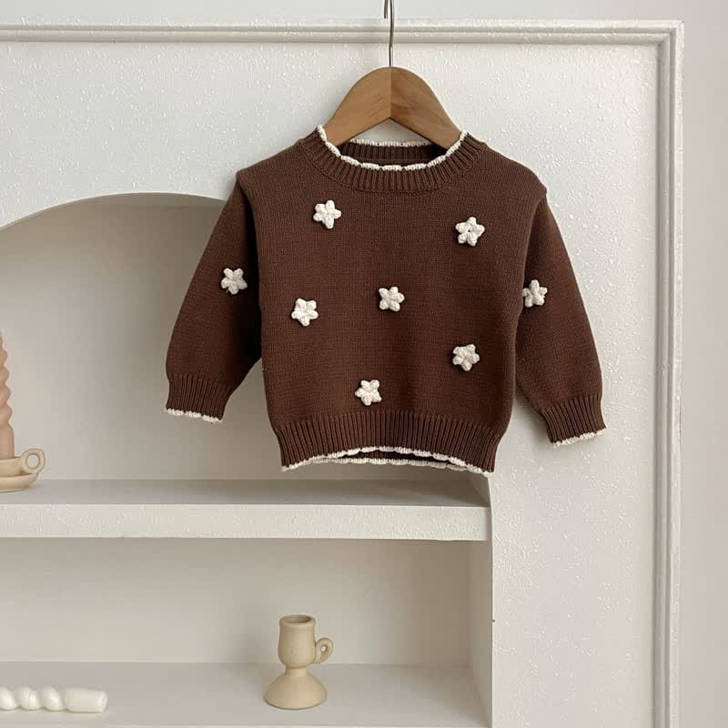 Baby Hand Embroidered Flower Knit Sweater