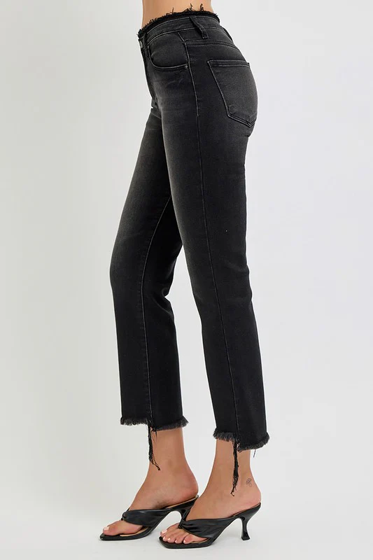 Full Size Raw Hem Cropped Flare Jeans Plus Size