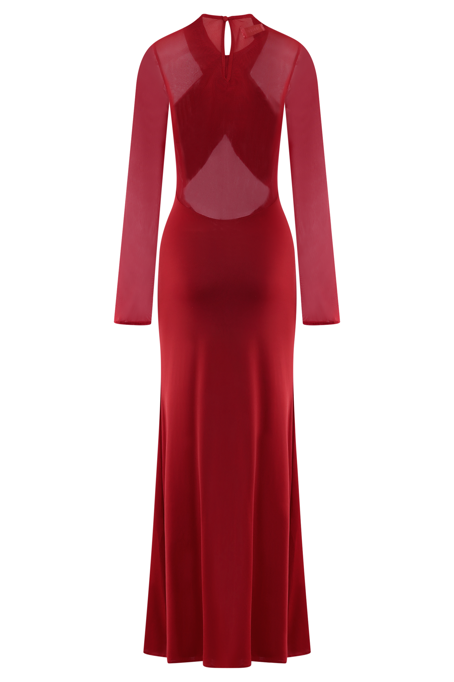 Ruby Slinky And Mesh Long Sleeve Maxi Dress