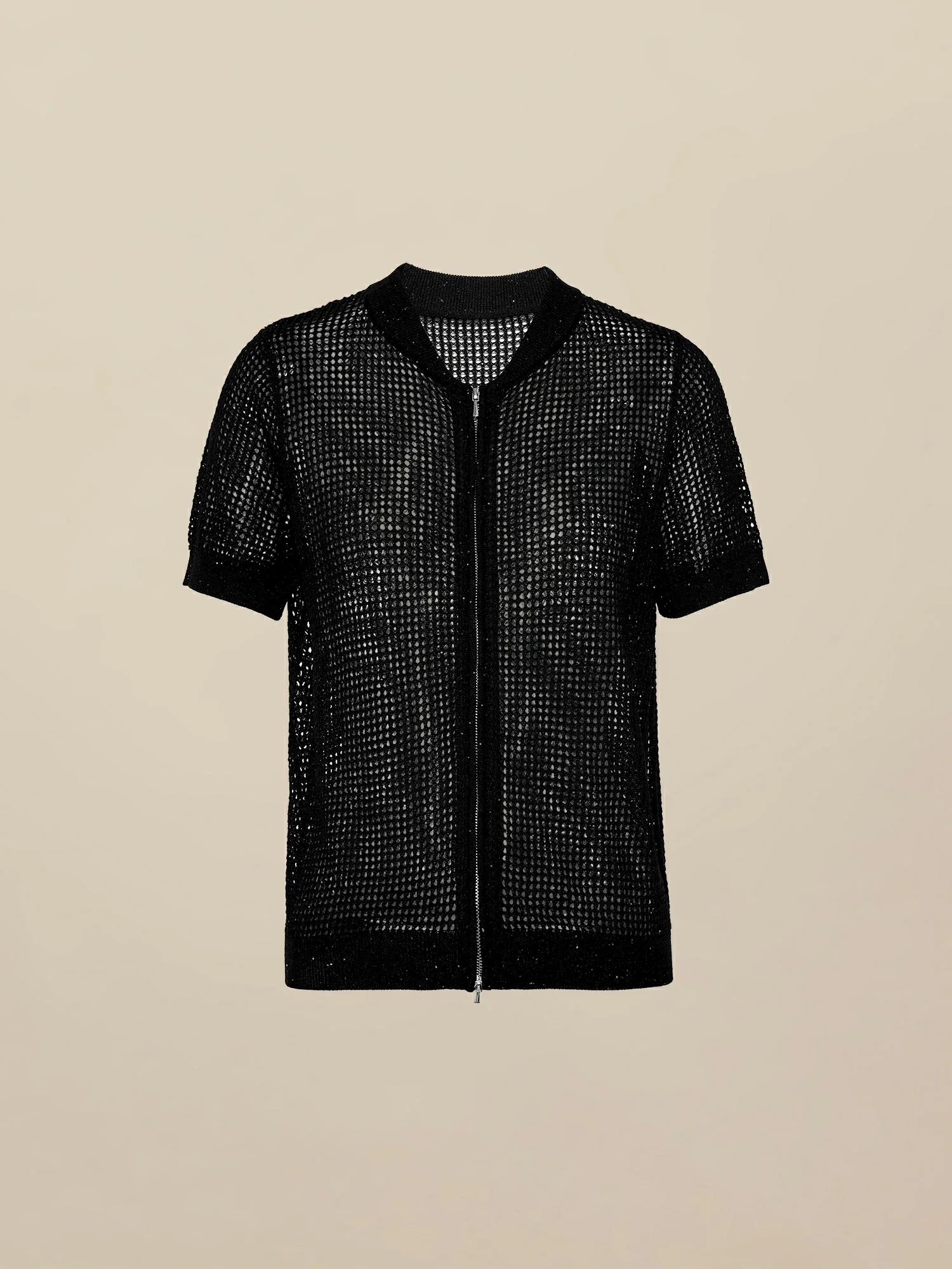 Lyocell & Linen Baseball Collar Sequin Cardigan