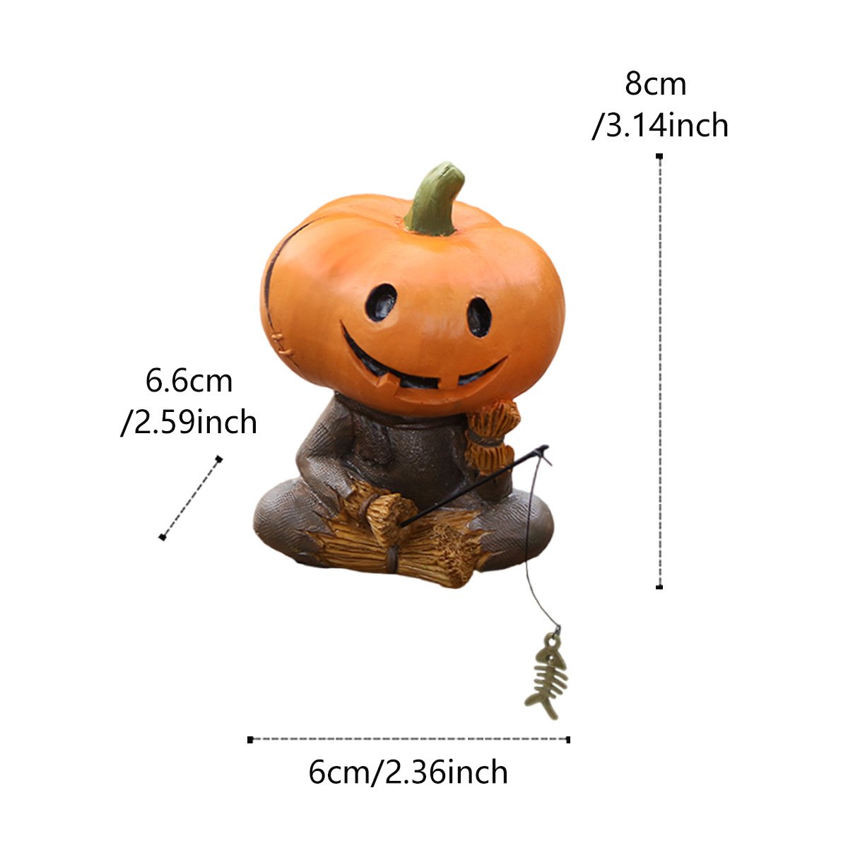 Pumpkin Fisherman Figurine A Quirky Touch of Halloween Fun