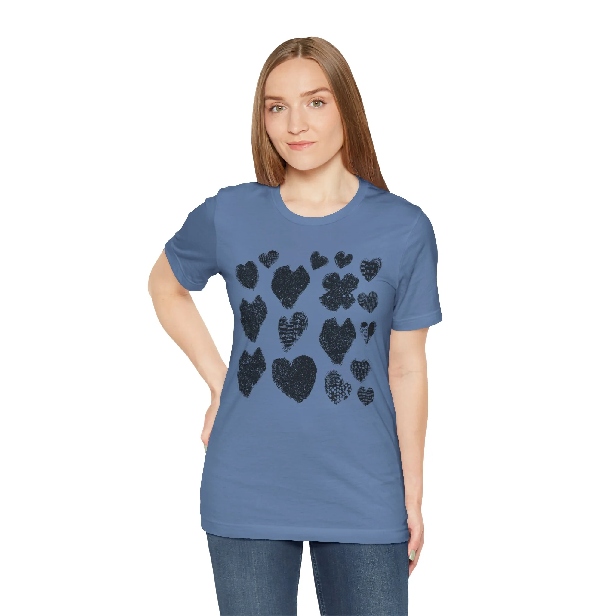 Black Grunge Hearts Unisex Jersey Short Sleeve Tee