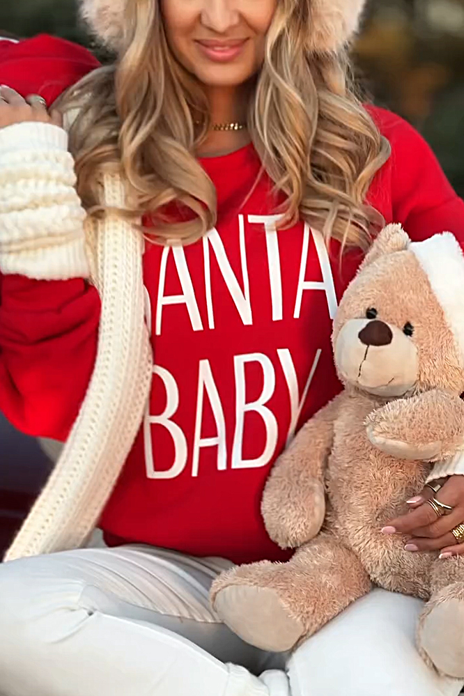 Christmas letter round neck sweater