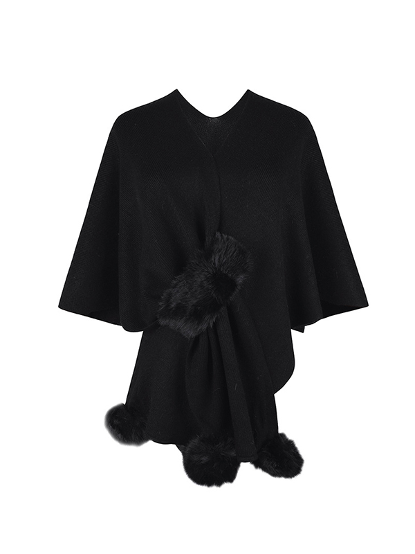 Casual Solid Color Hairball Shawl&Scarf