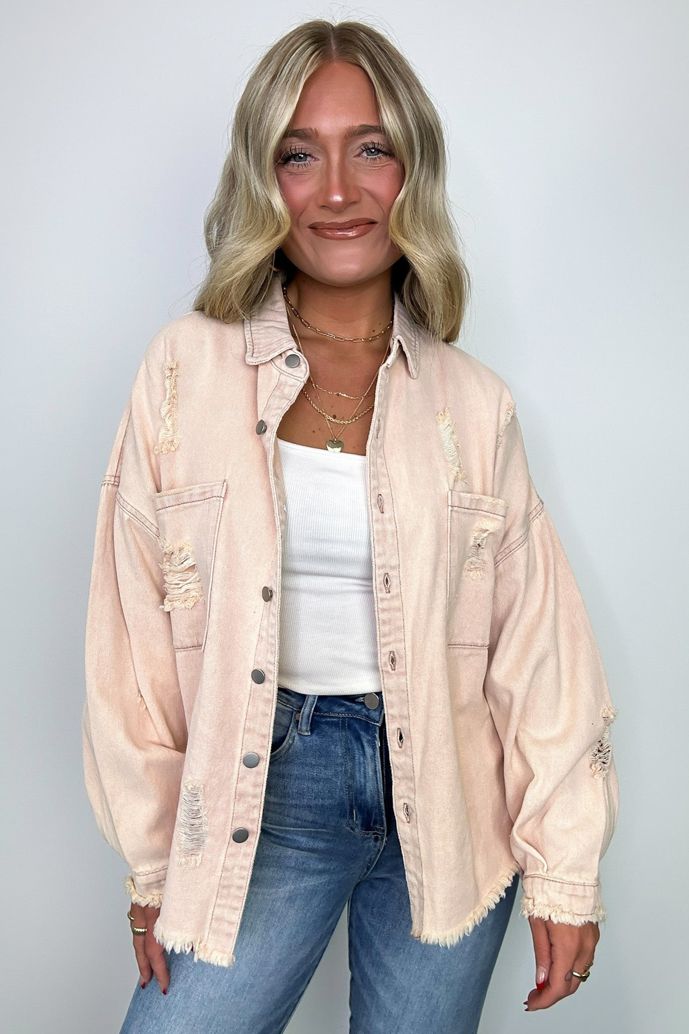 Oversized Distressed Denim Jacket