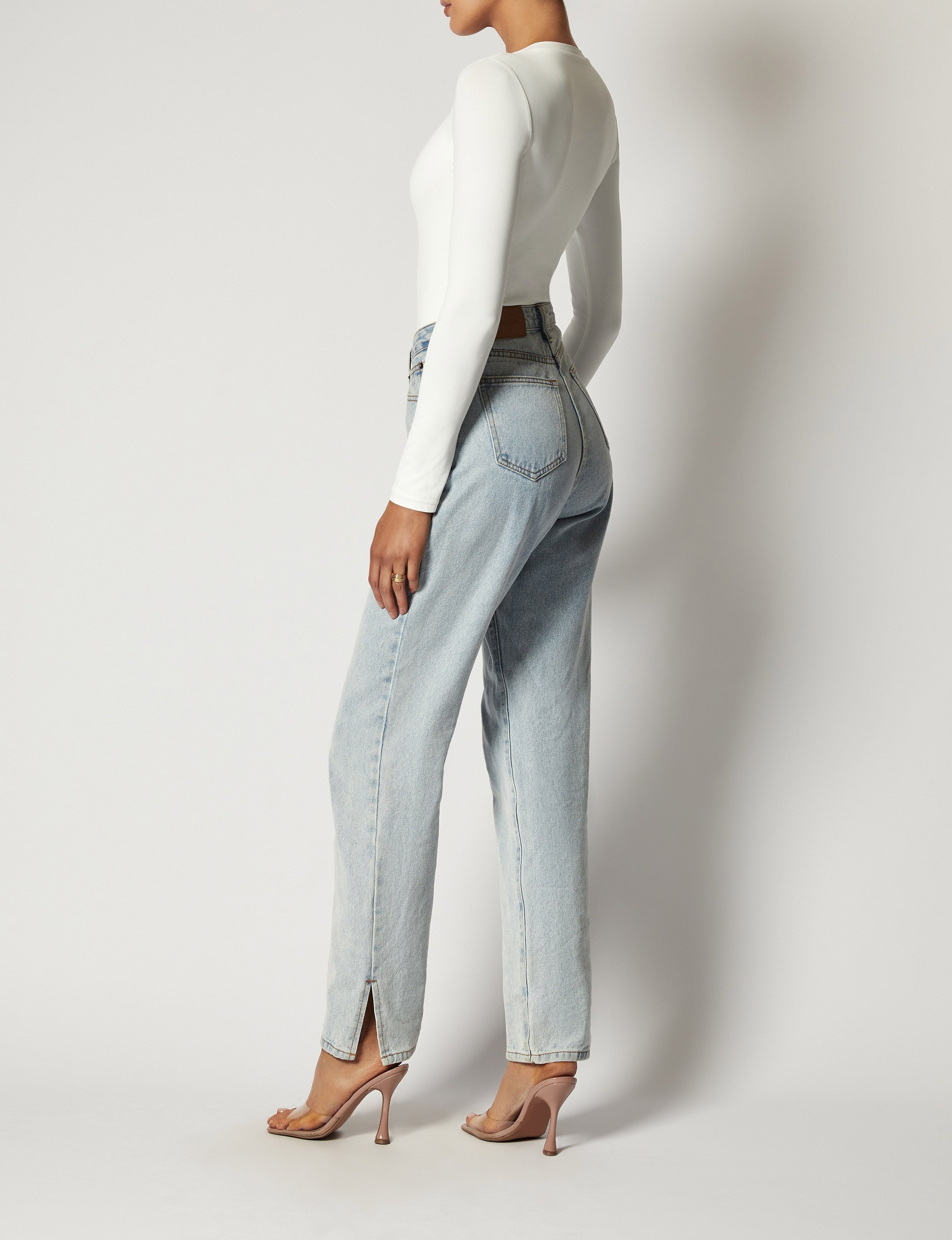 White Long Sleeve Crew Neck Bodysuit