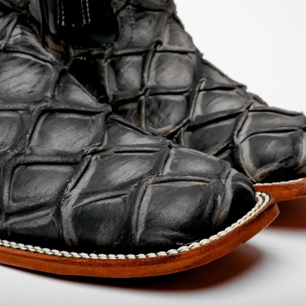 Matte Rustic Eclipse Pirarucu Leather Boots - Square Toe