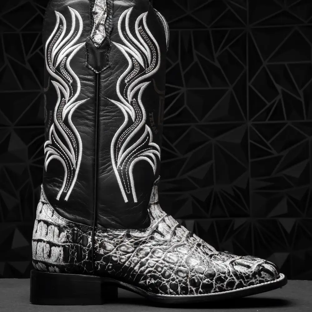 Eclipse Caiman Neck Leather Boots - Square Toe
