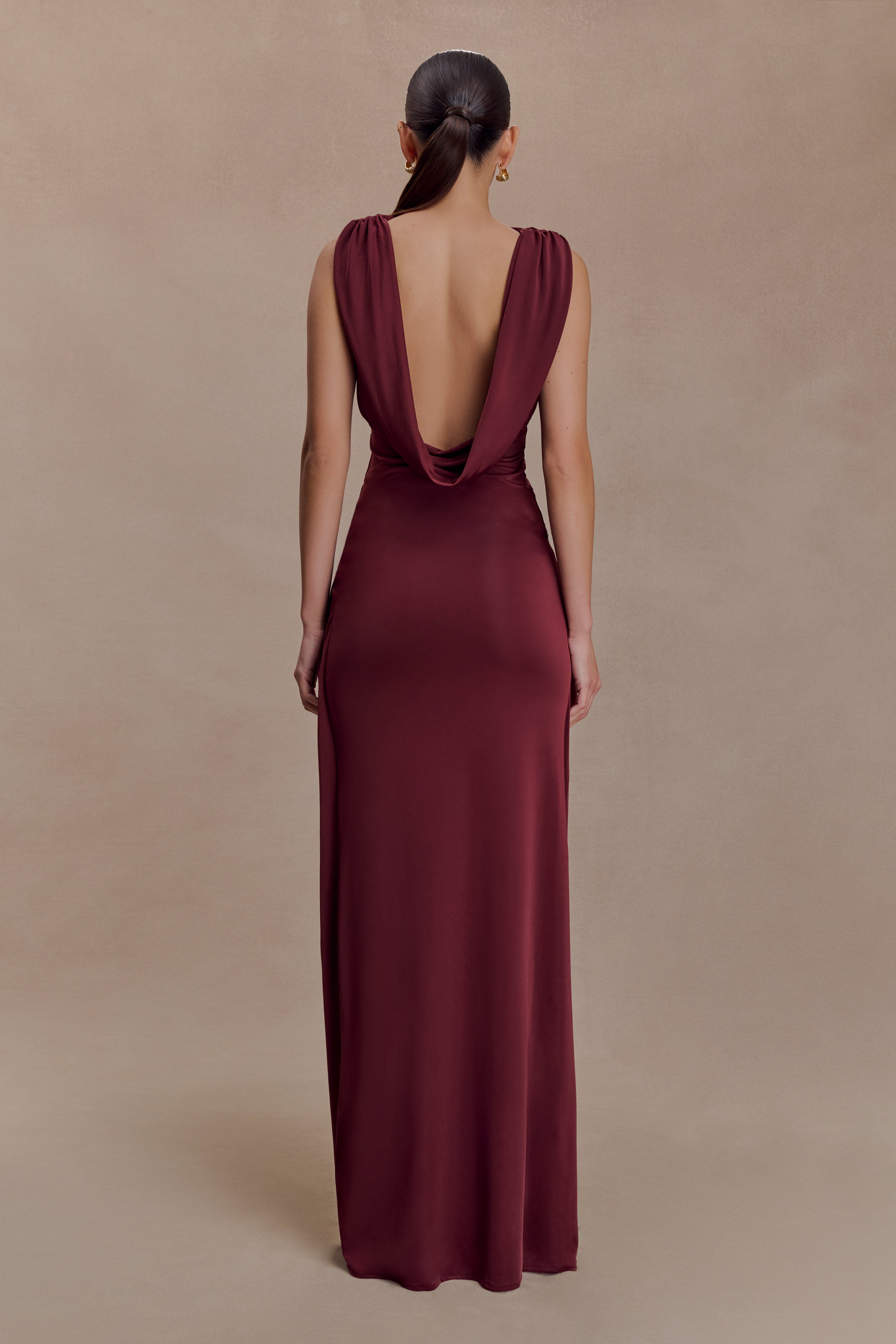 Burgundy Slinky Cowl Back Top