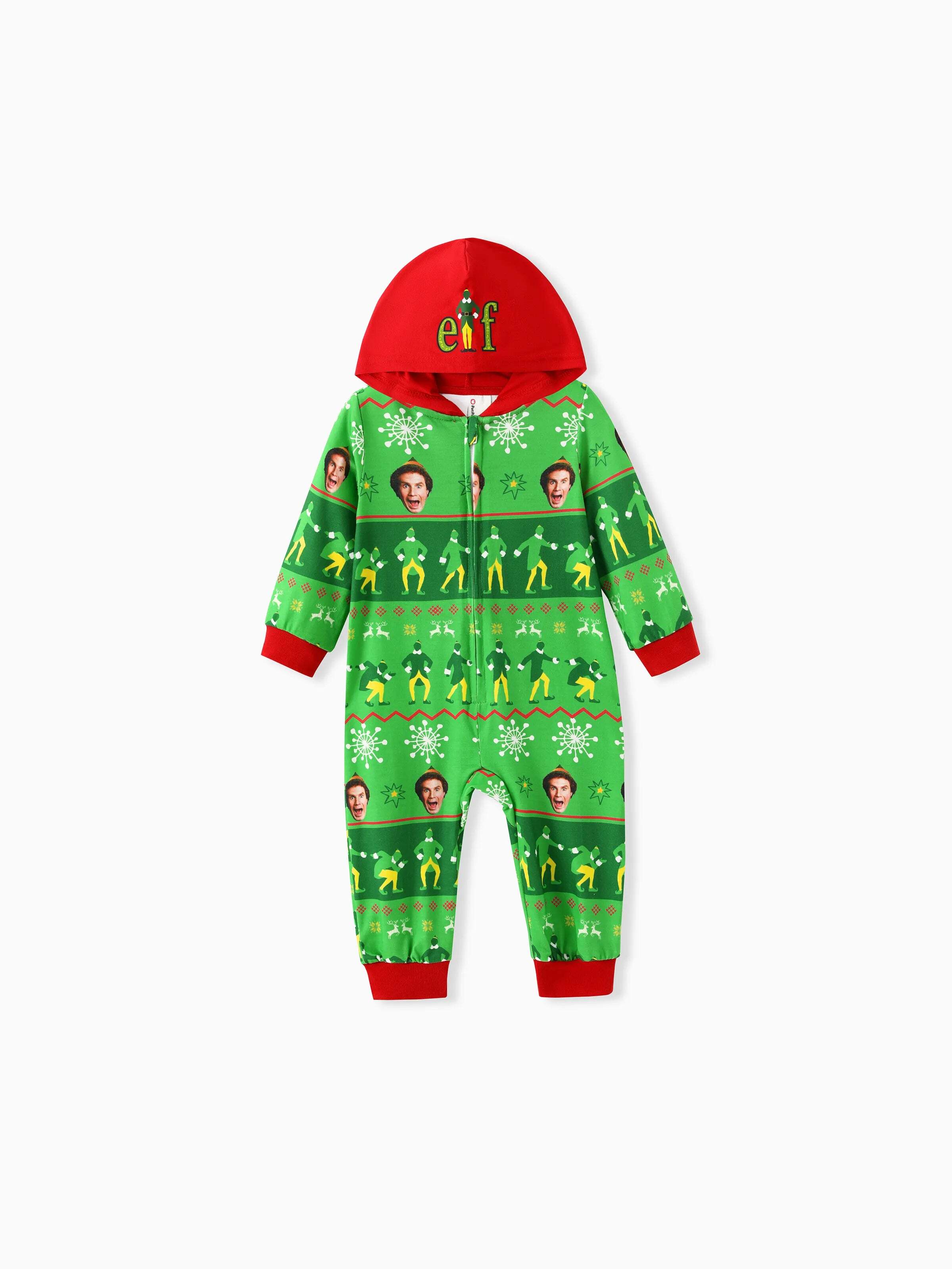 Christmas Family Matching Fair Isle Pattern Hooded Jumpsuit Green