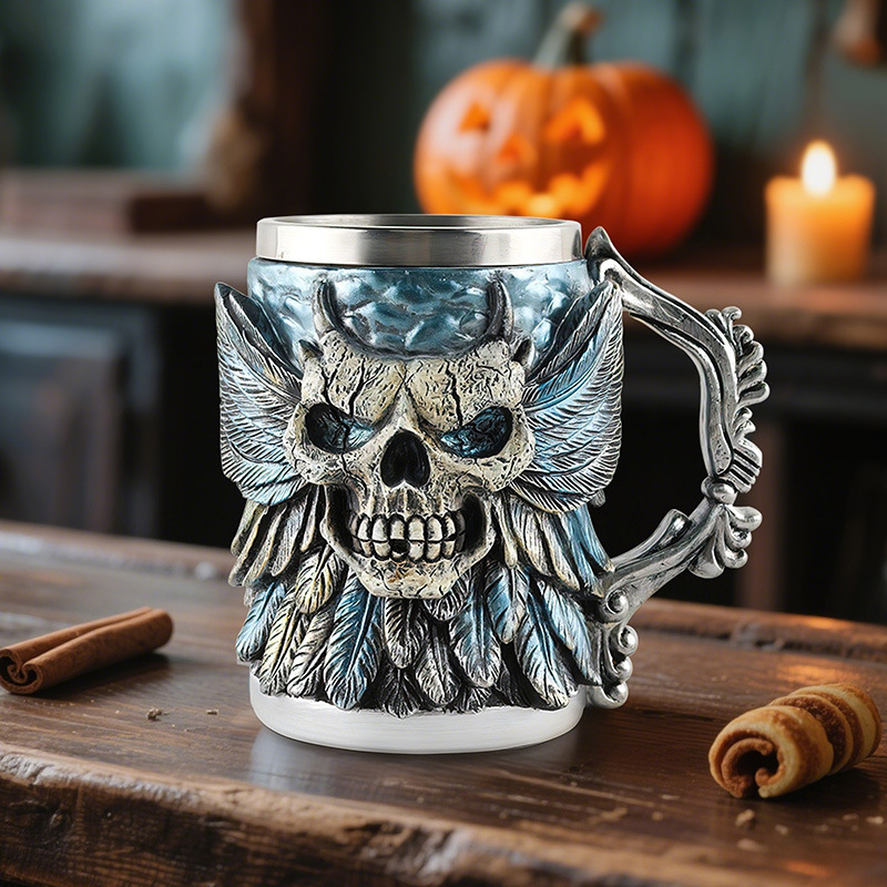 Scary Halloween Skull Beer Mug