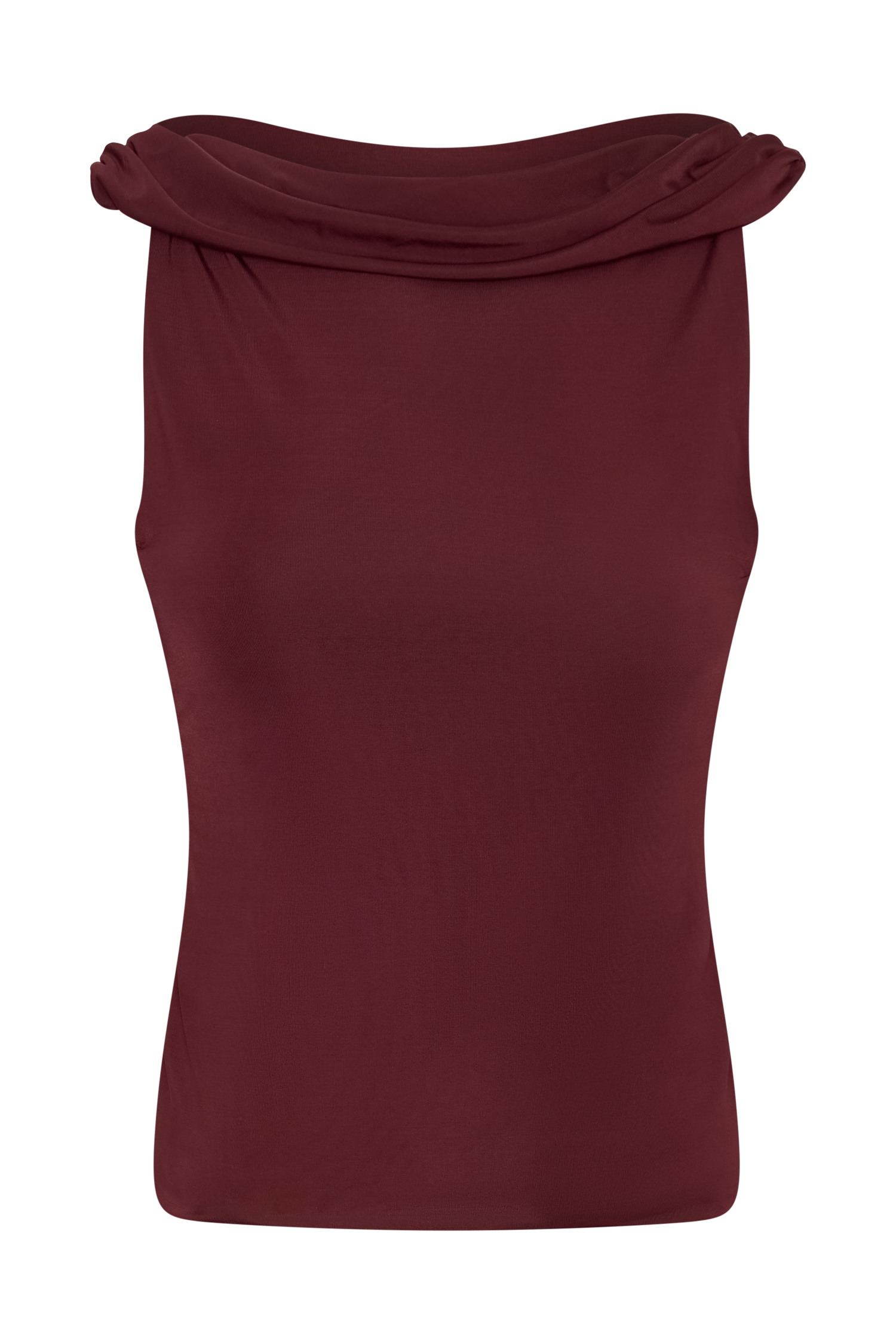 Burgundy Slinky Cowl Back Top