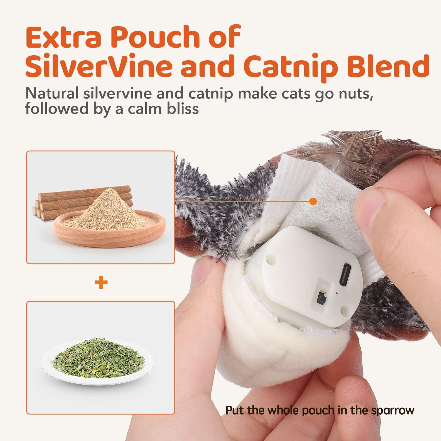 Cat Toys Interactive Electric Flapping Bird with Squeak