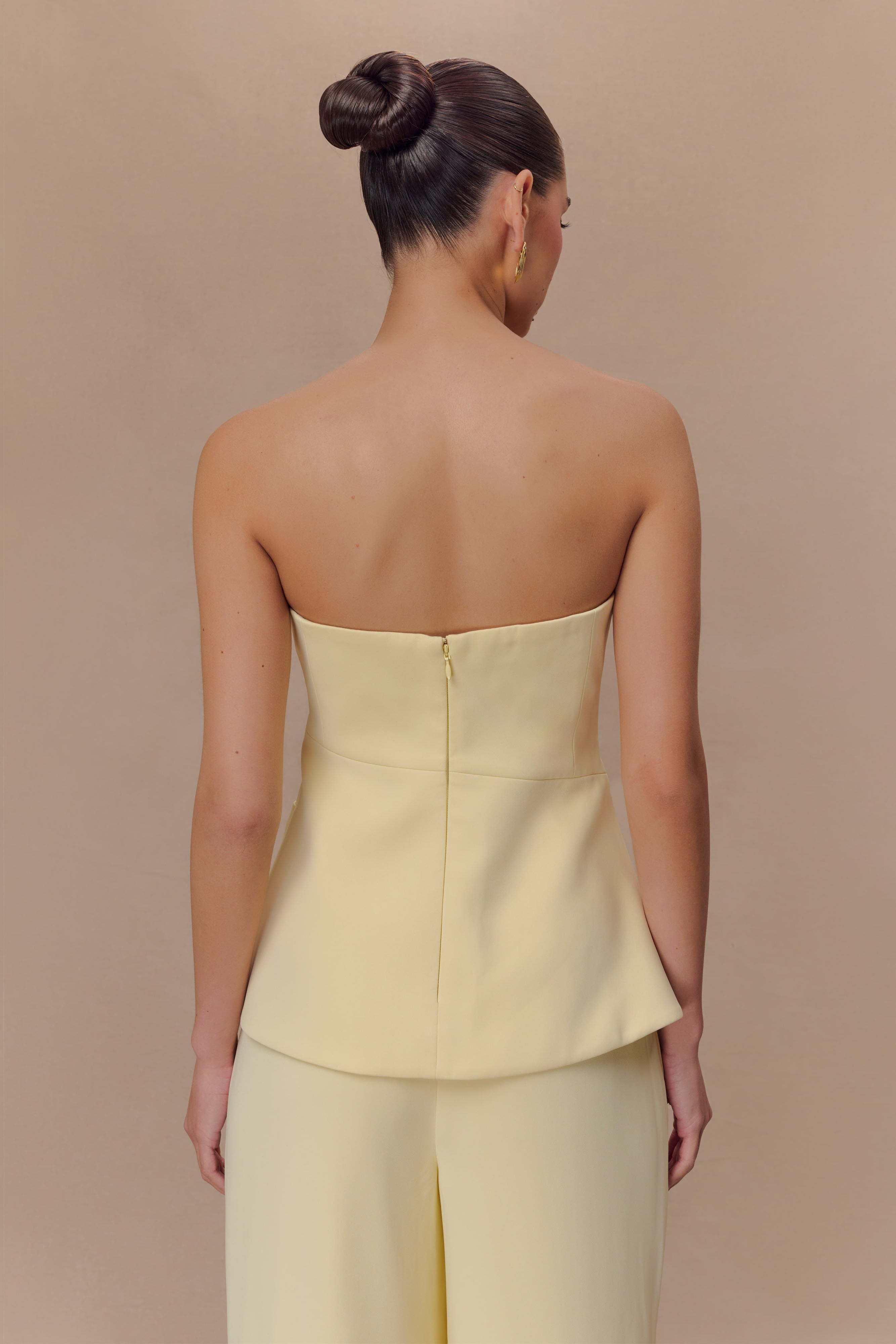 Cream Strapless Suiting Top