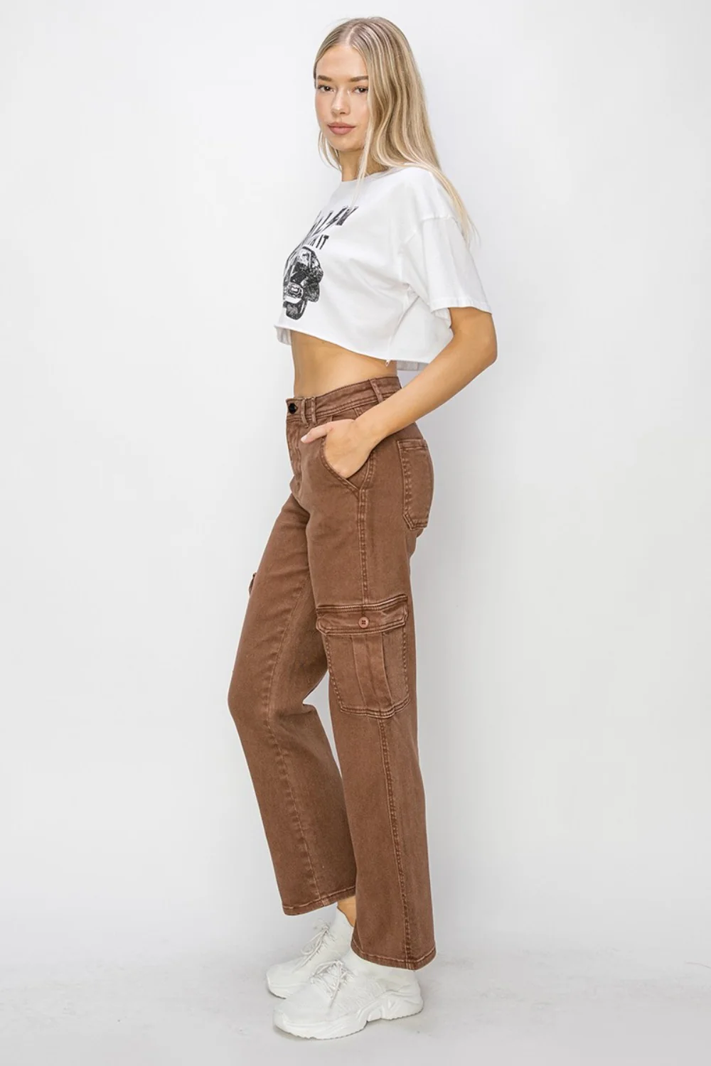 Full Size High Rise Cargo Jeans
