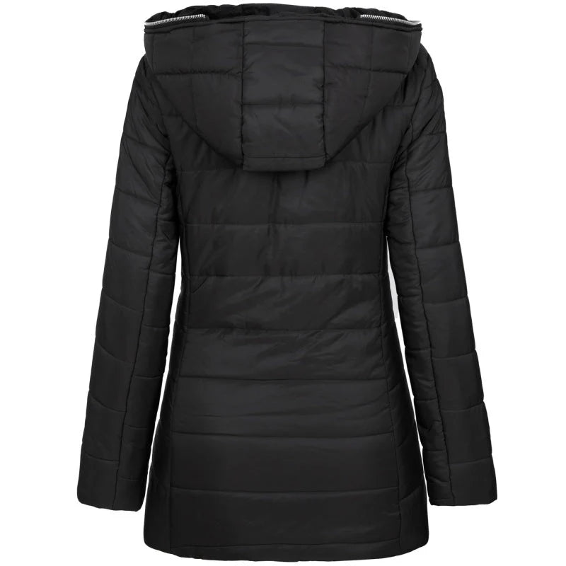 Women's hooded coat with plush lining