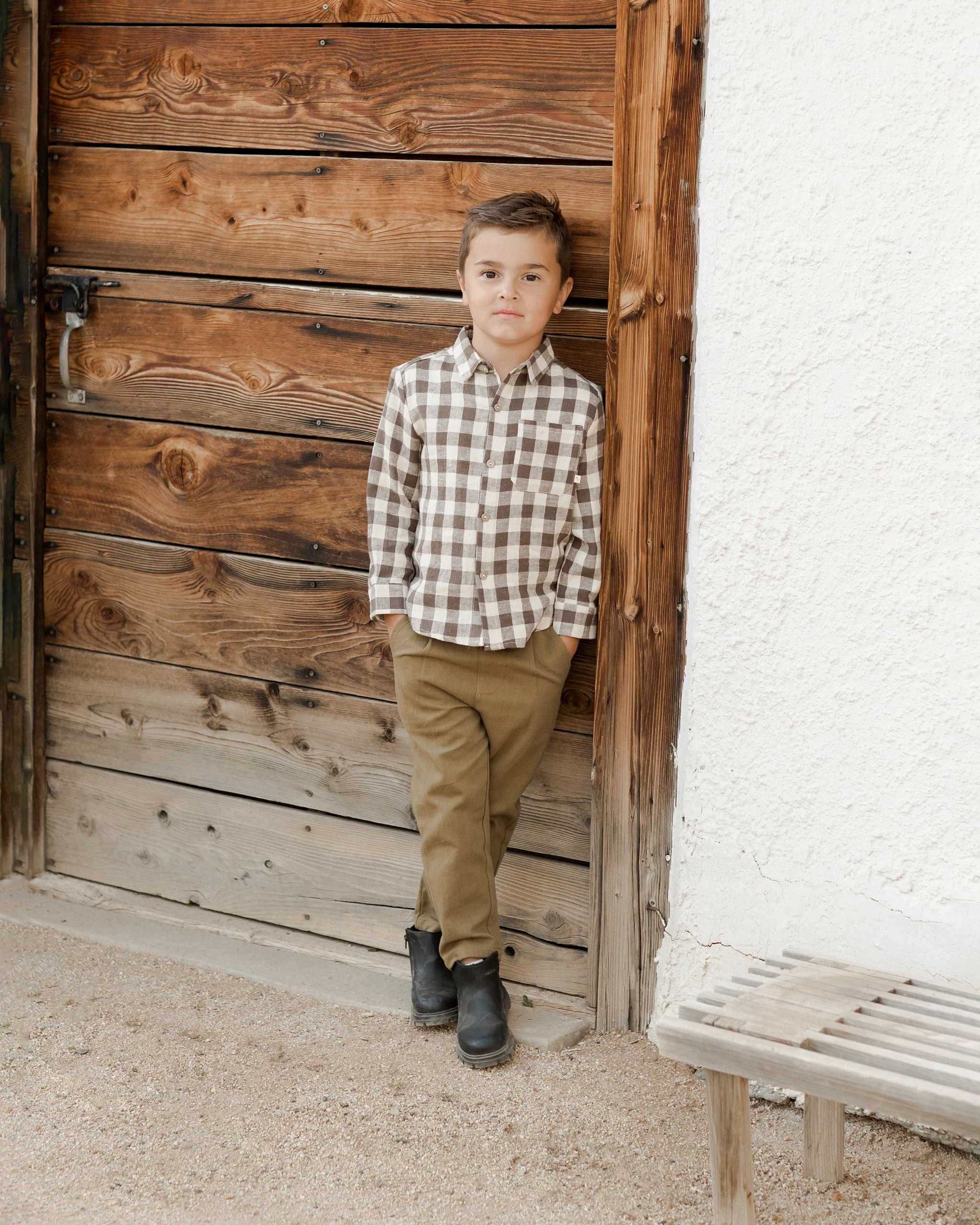 collared long sleeve shirt || charcoal check