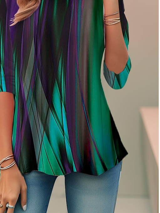 Women Casual Gradient Loose Crew Neck T-shirts