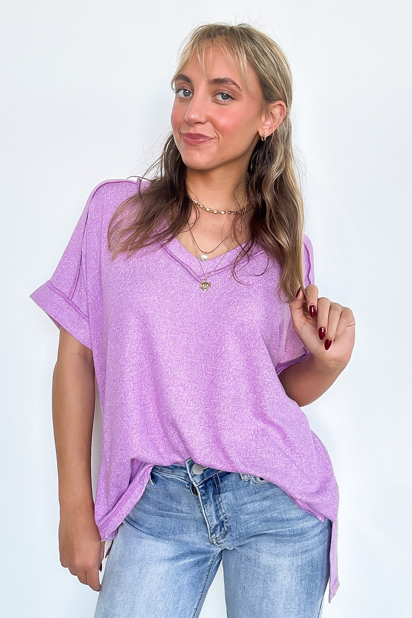Sunday Morning V-Neck Hacci Knit Tee