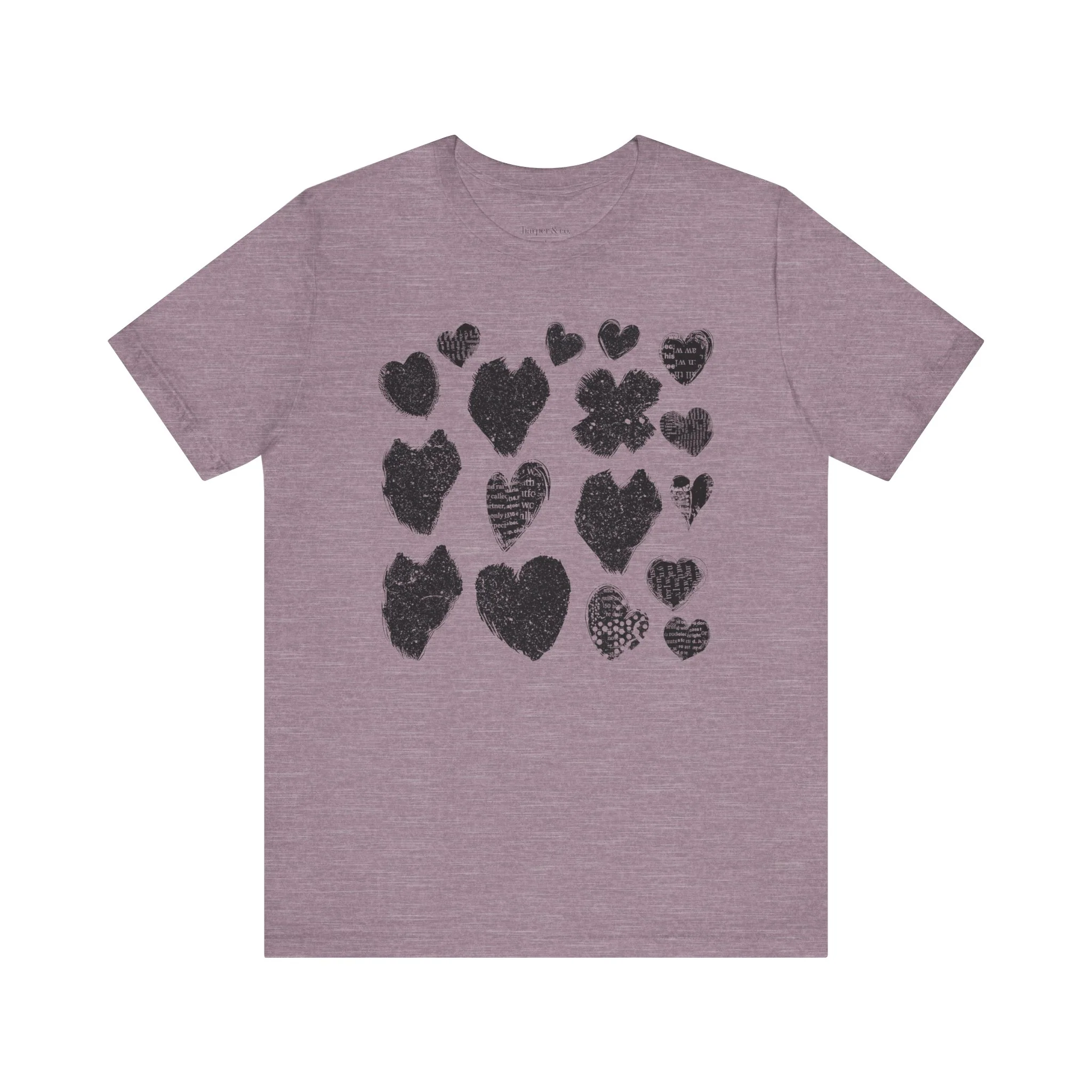 Black Grunge Hearts Unisex Jersey Short Sleeve Tee