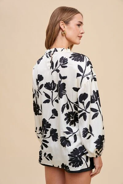 Wear Frill Printed Balloon Sleeve Blouse