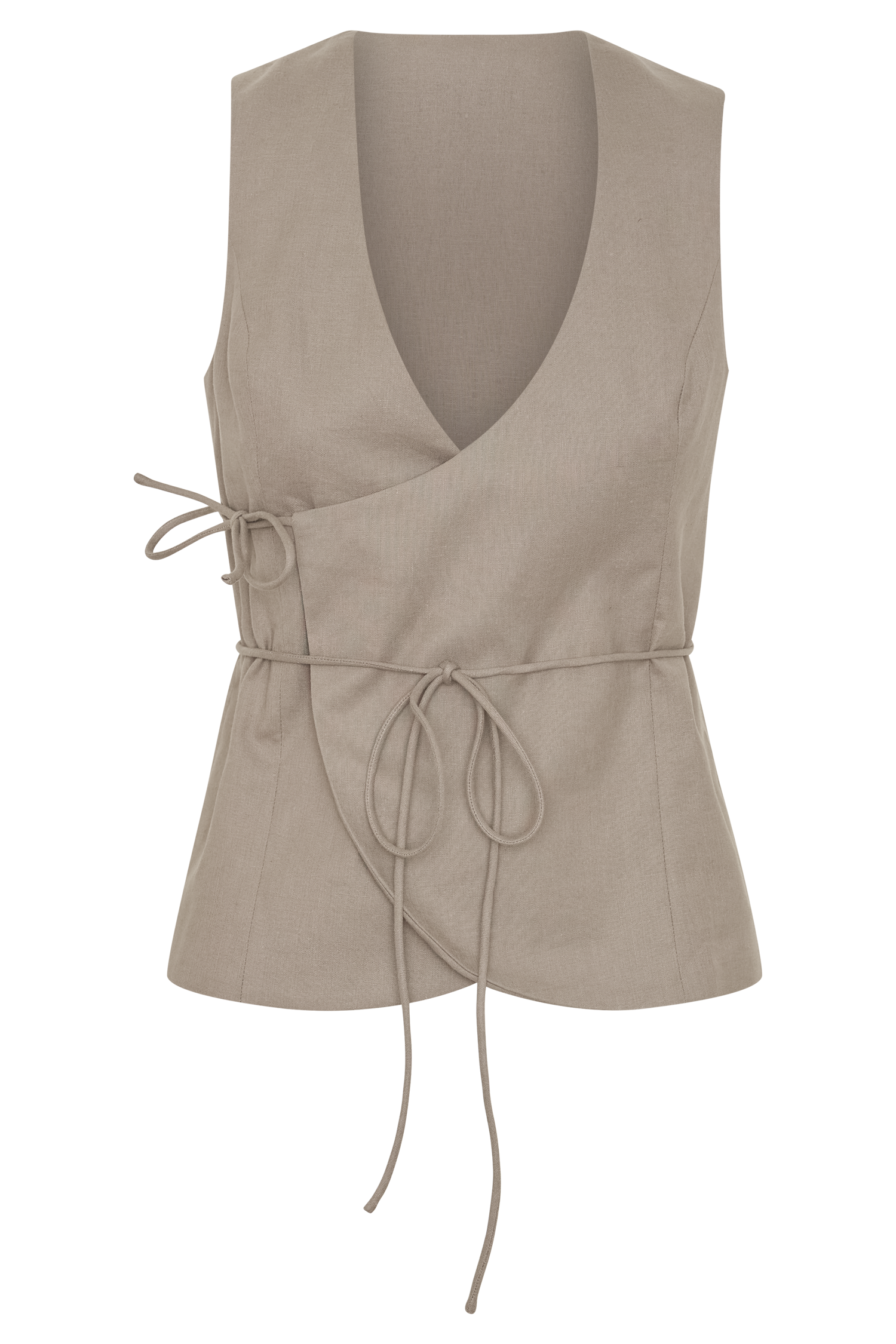 Pebble Linen Sleeveless Wrap Top