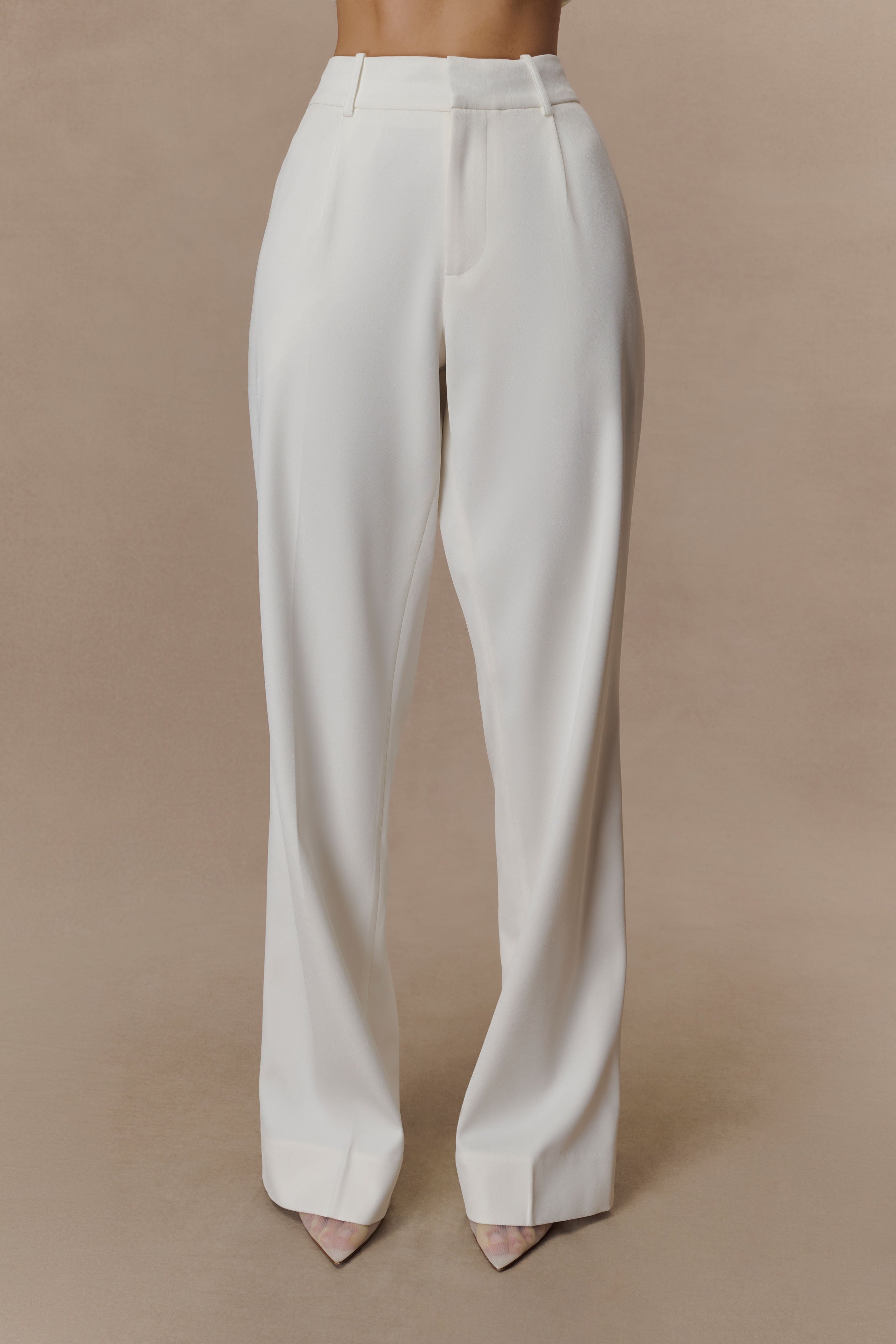 White Satin Straight Leg Pant