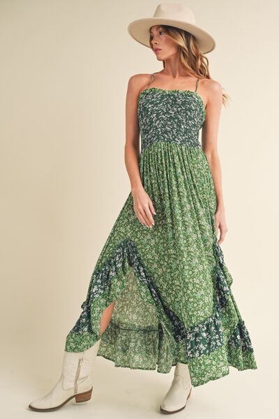 Ditsy Floral Ruffled Hem Maxi Cami Dress