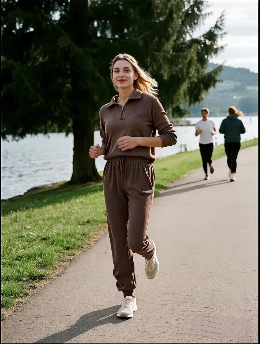 Women's Long Sleeve Half Zip Sweatshirt Sweatpants Lounge Set Sweatsuits with Pockets