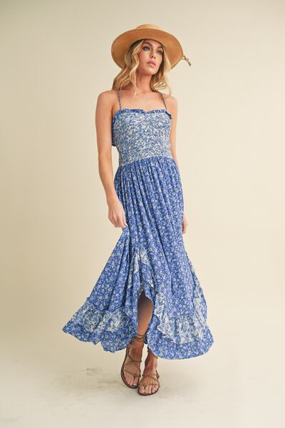 Ditsy Floral Ruffled Hem Maxi Cami Dress