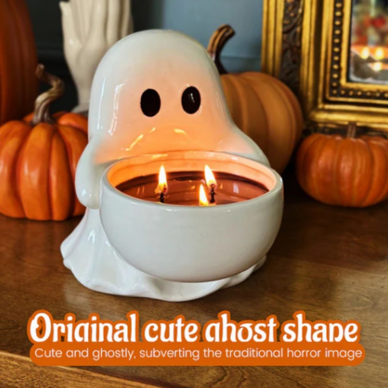Cute Ceramic Ghost Light Candle Holders