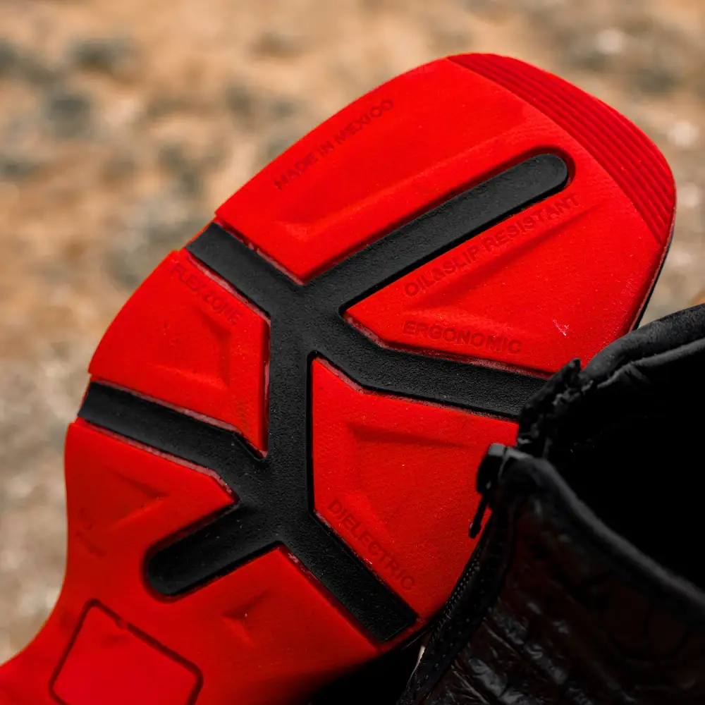 Black Caiman Belly Leather Botin With 3D Lightweight Soles - Square Toe