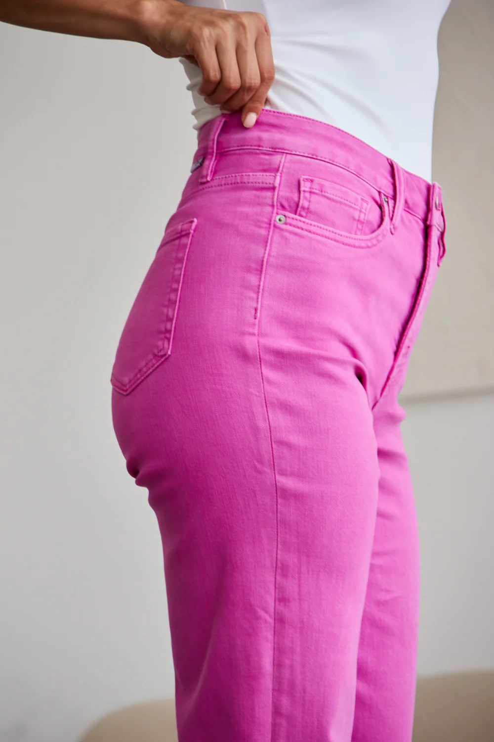 Crop Chloe Full Size Tummy Control High Waist Raw Hem Jeans