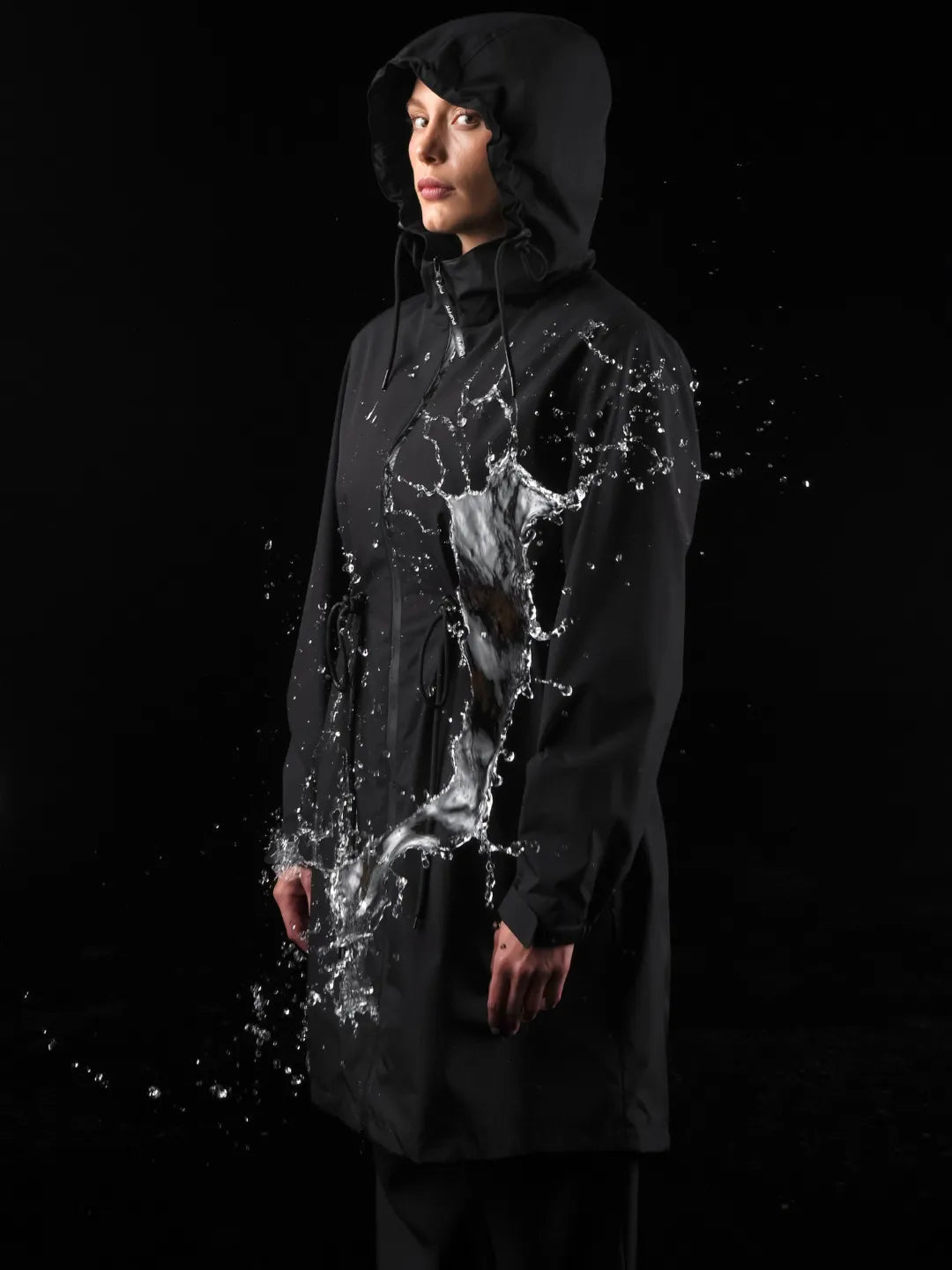 Long Line Waterproof Raincoat With Warmer brushed lining