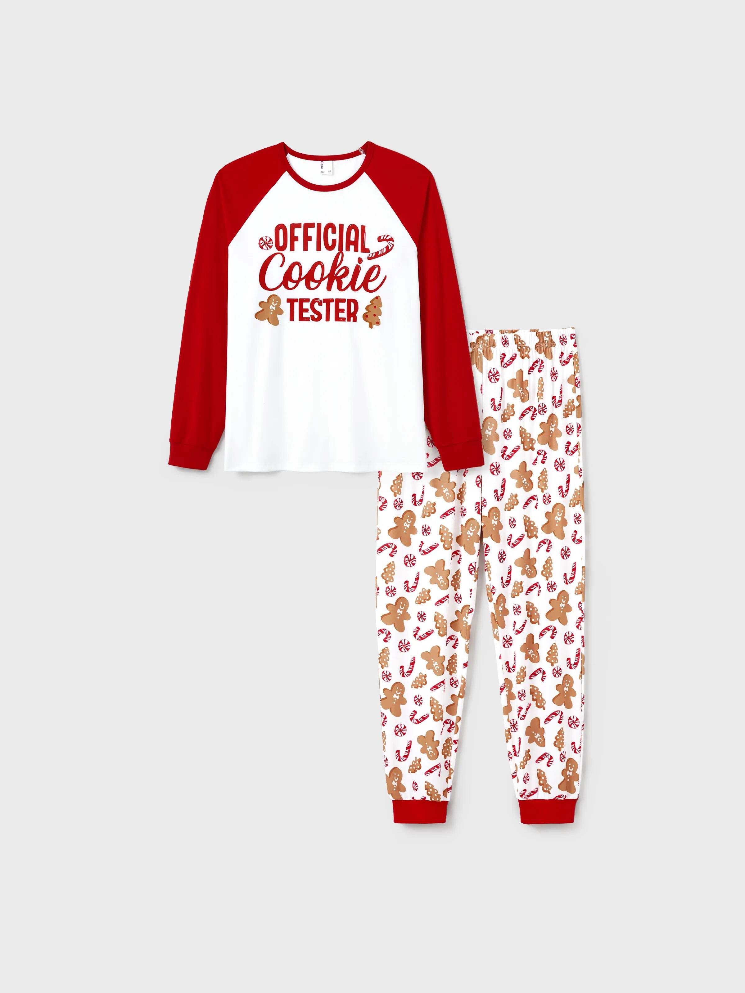 Christmas Matching Family Pajamas Set Gingerbread and Candy Cane Print PJS with Christmas Socks Red