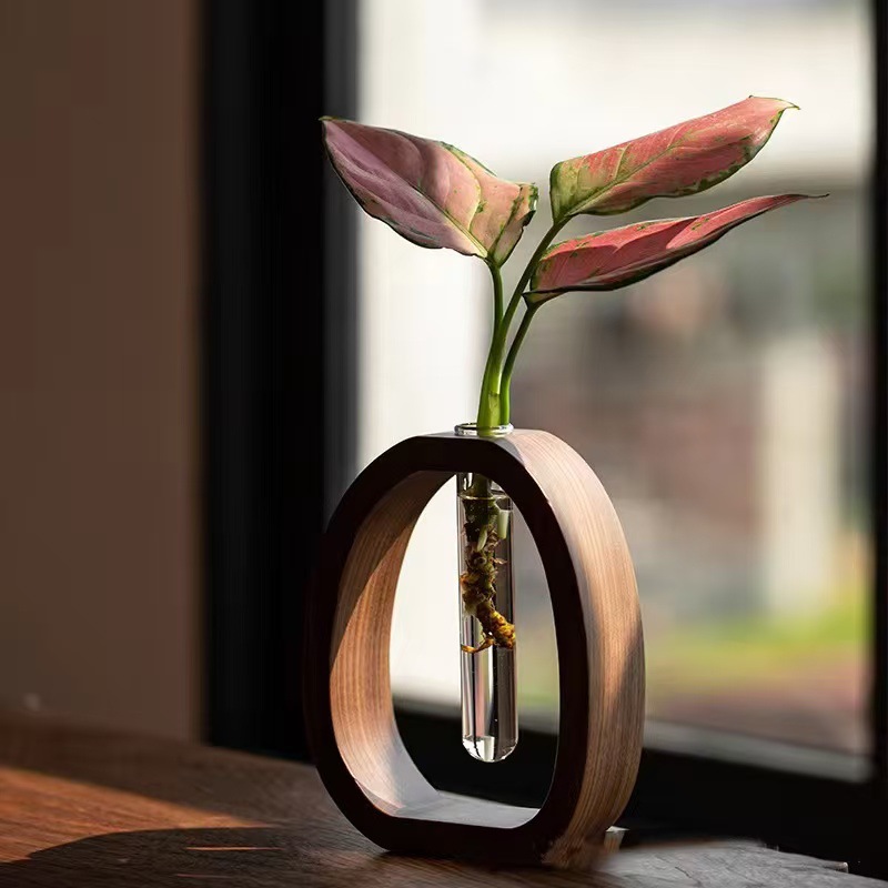 Solid Wood Glass Vase