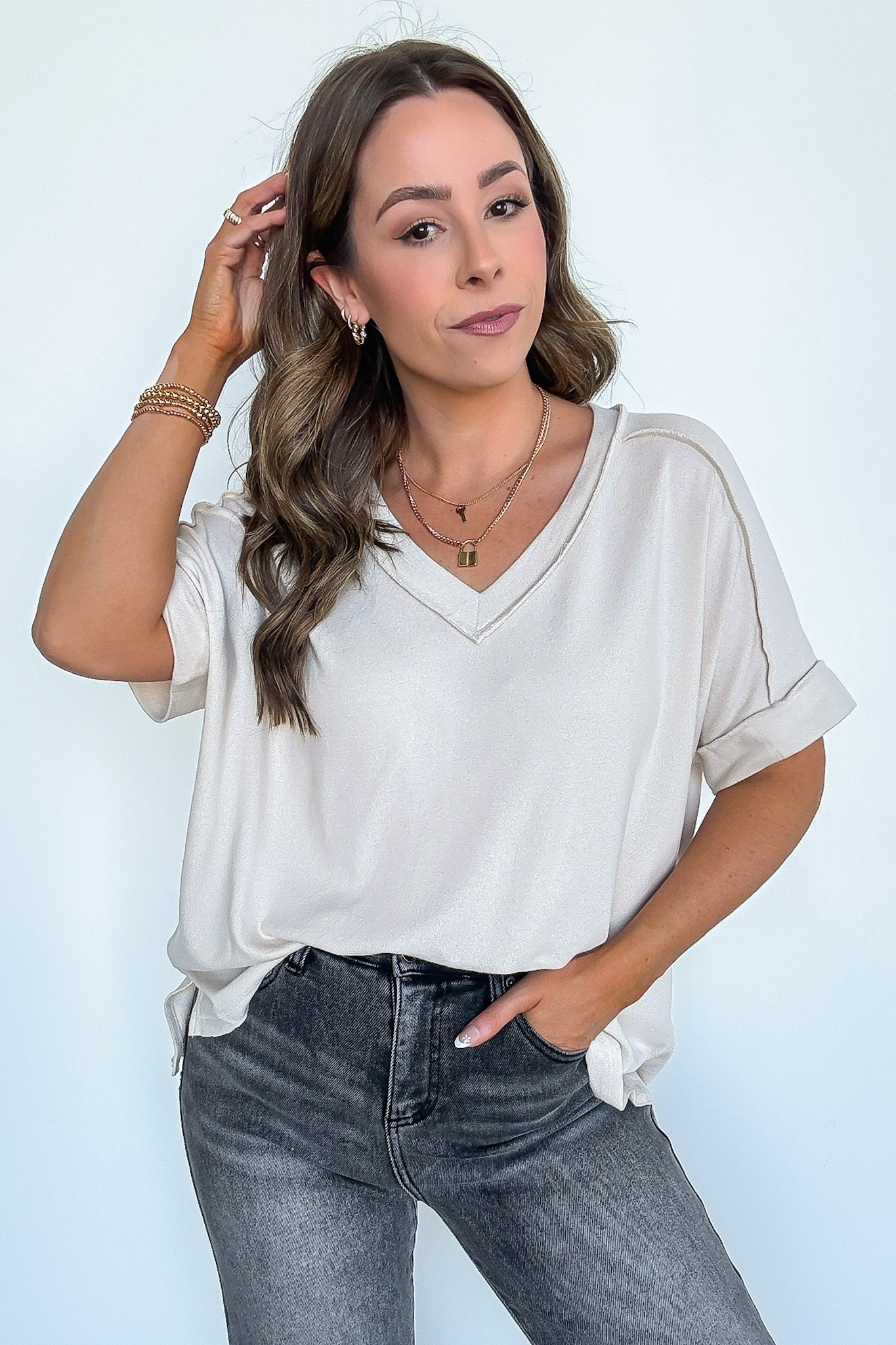 Sunday Morning V-Neck Hacci Knit Tee