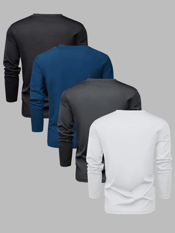 4 Packs Men's casual sports round neck long sleeve sweatshirt