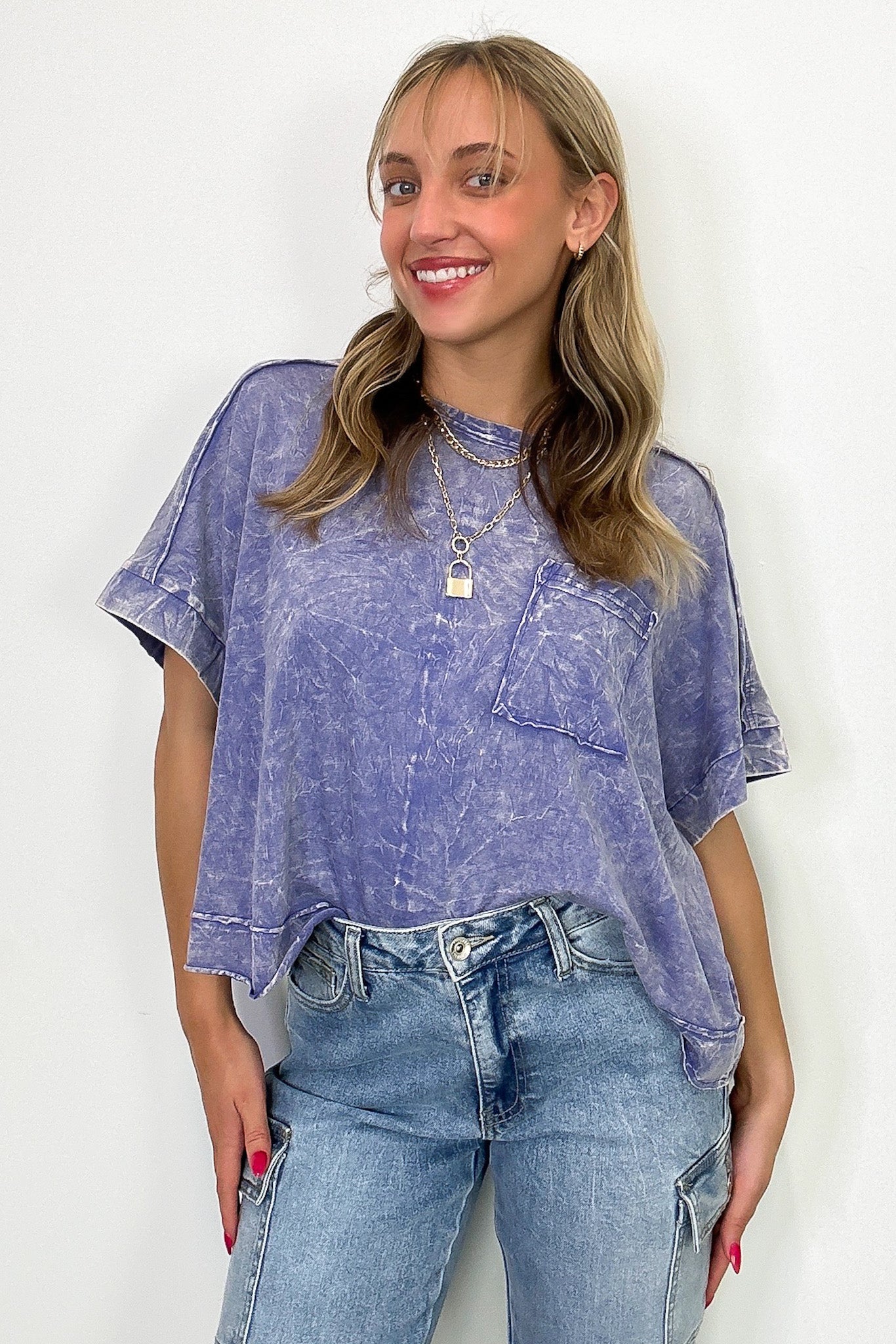 Vivid Aura Mineral Wash Oversized Tee