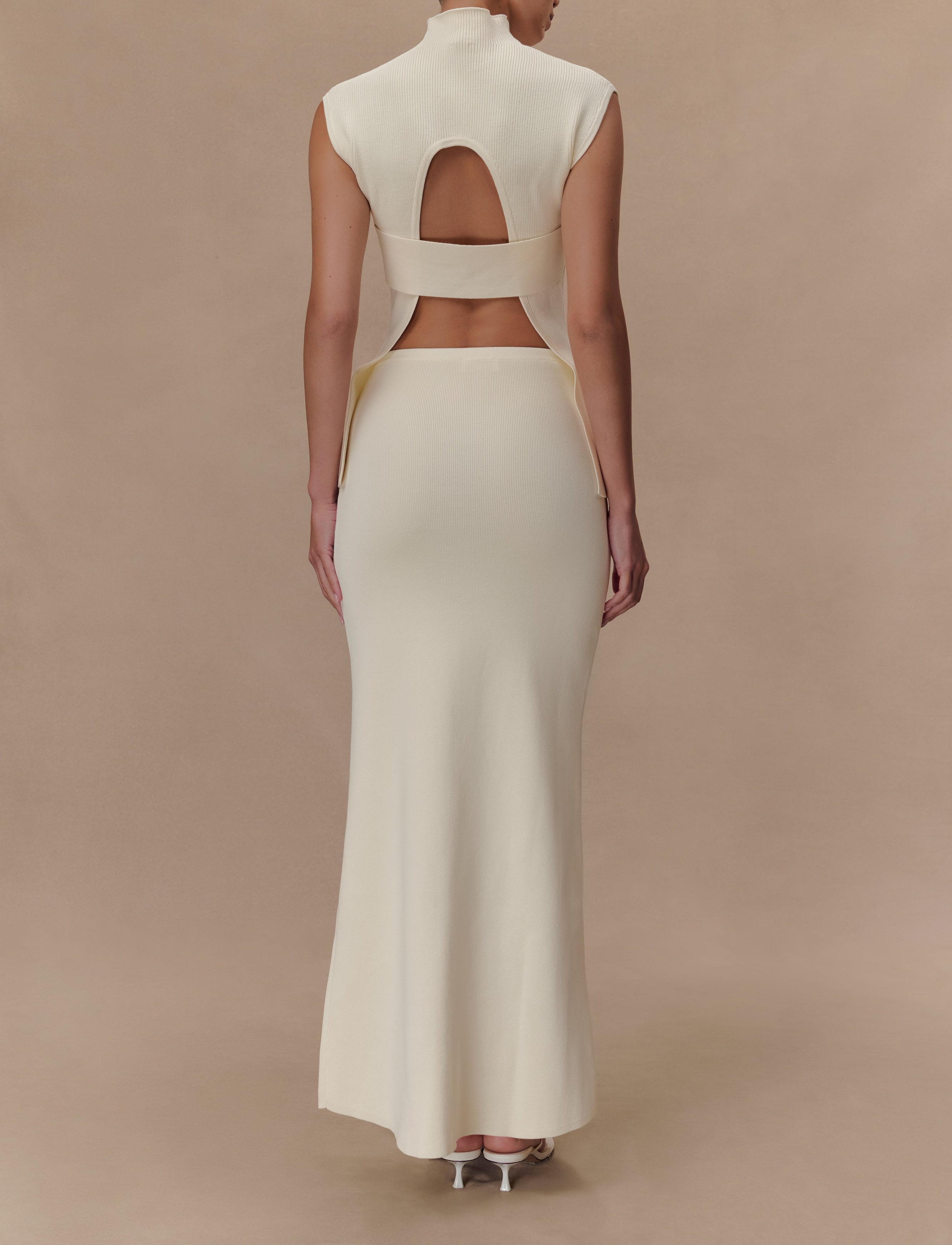 Ivory Knit Open Back Top