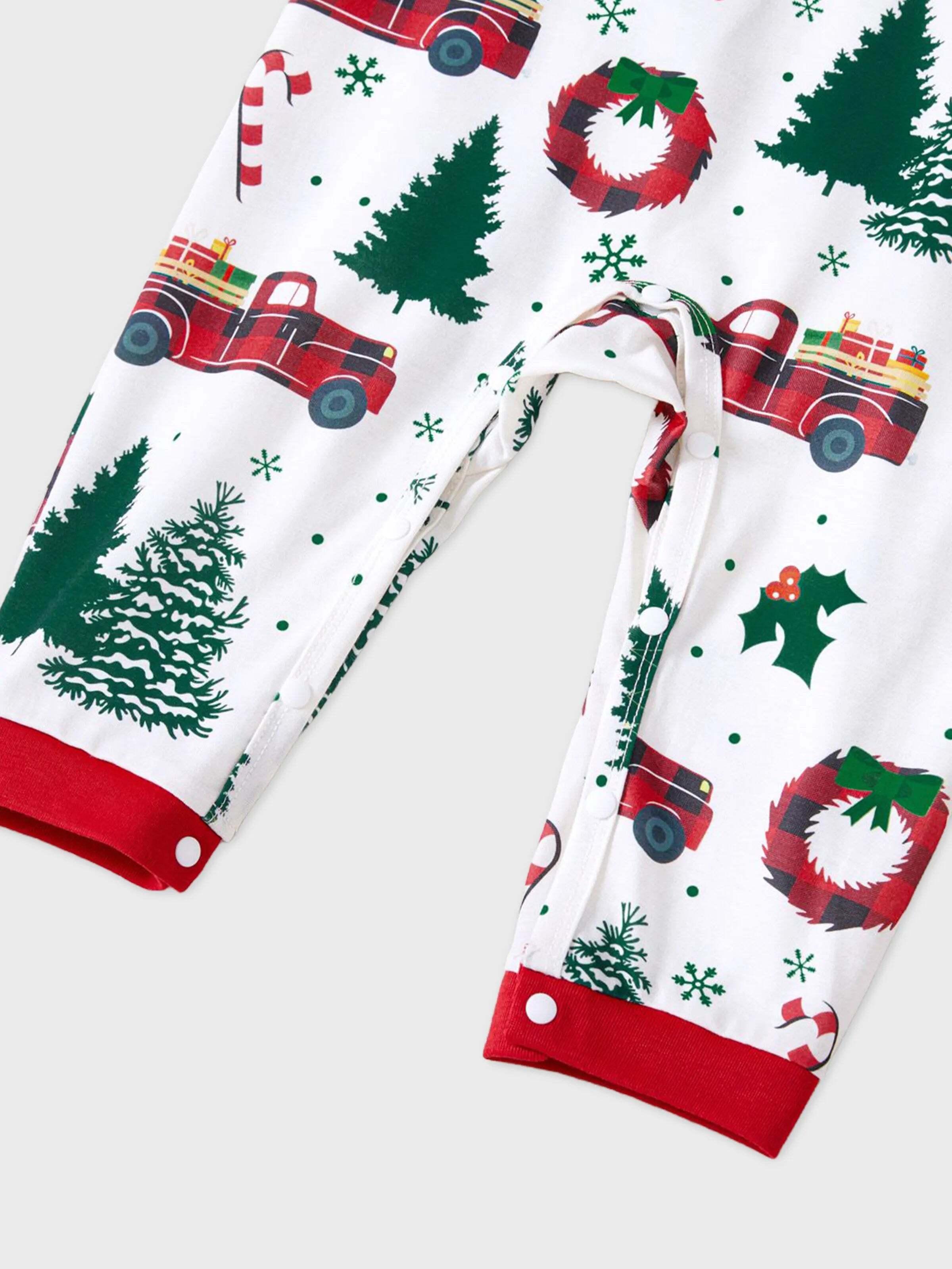Christmas Family Matching Allover Xmas Tree & Car Print Long-sleeve Pajamas Sets with Christmas Socks Multi-color