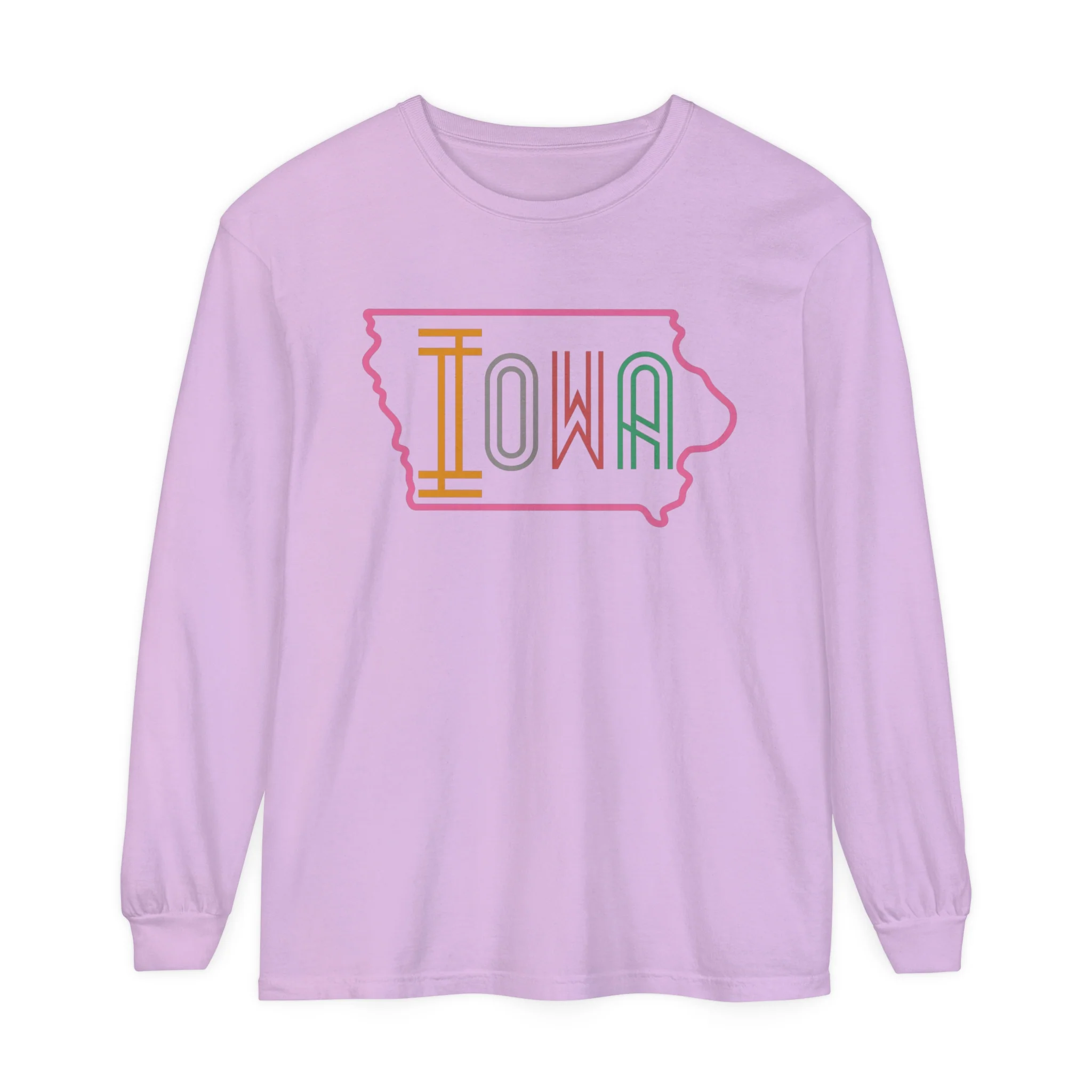Iowa Pink Unisex Garment-dyed Long Sleeve T-Shirt