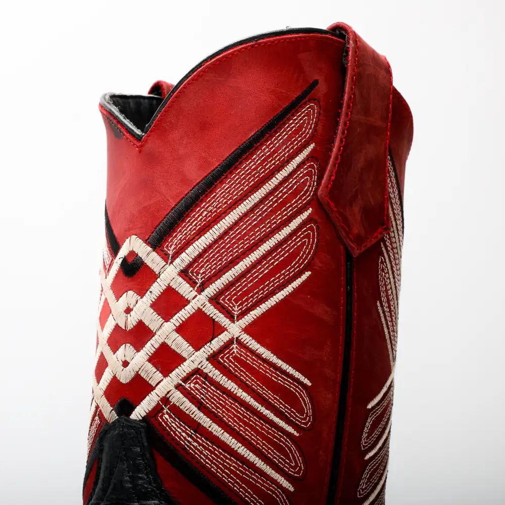 Black Caiman Neck Leather Boots With 3D Lightweight Sole - Composite Toe