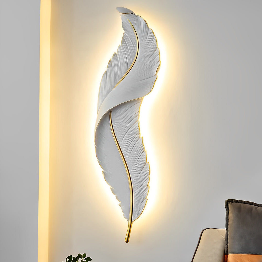 Creative Feathers LED White Luxury Modern Wall Lamp Wall Sconce Lighting