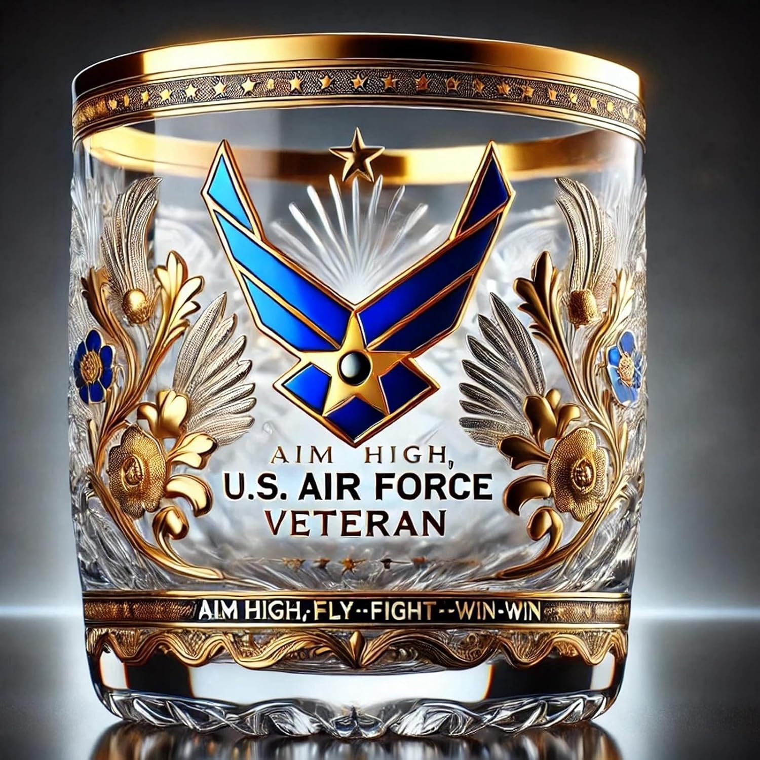 Patriotic Veteran Tribute Glass  Timeless Honor for American Heroes